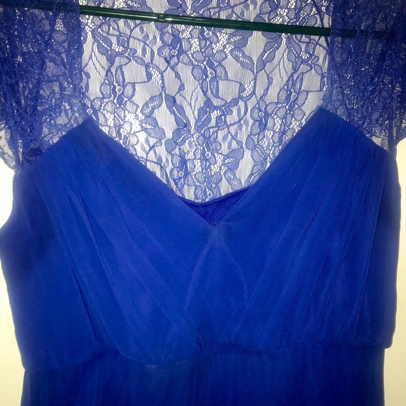 ASOS | Blue Maternity Pleated Midi Dress with Lace - Picture 3 of 8